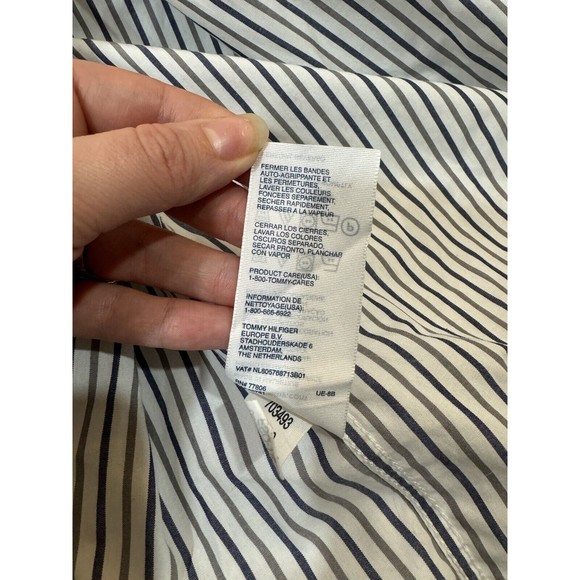 Tommy Hilfiger Shirt Mens XX-LARGE Blue Striped Cotton Long Sleeve Button Down - Picture 9 of 11